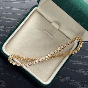 Women’s Moissanite Tennis Bracelet Bezel Set Gold Plated Luxury Jewelry